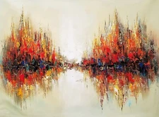 Abstract #3F-eb03,  36x48, 100% Hand Painted Oil Painting on Canvas