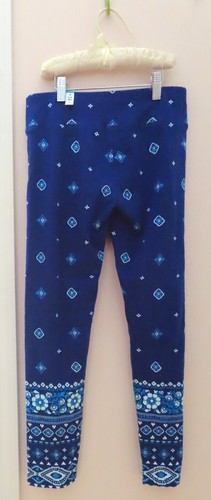 NWT Justice Girls' Size 14 Blue Floral Geometric Print Leggings - Picture 4 of 6