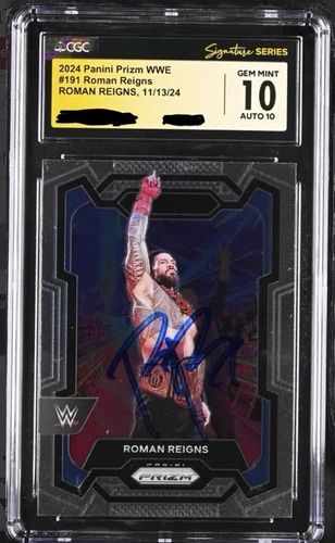 ROMAN REIGNS WWE AUTOGRAPHED 2024 PANINI PRIZM CGC FANATICS 10/10 💎 TOP POP ☝🏼