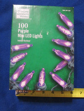 Home Accents Holiday 100 Purple Mini LED Lights New In Box