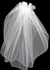 Unotrim Girls 1st Communion Wedding White Veil 2 Layer Tulle Headpiece Pearl