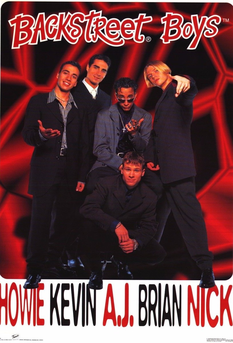 ★非売品★Backstreet Boys Poster Japan MUSIC POSTER~Backstreet Boys AJ,Kevin,Nick,Howie,Brian 1990's Red