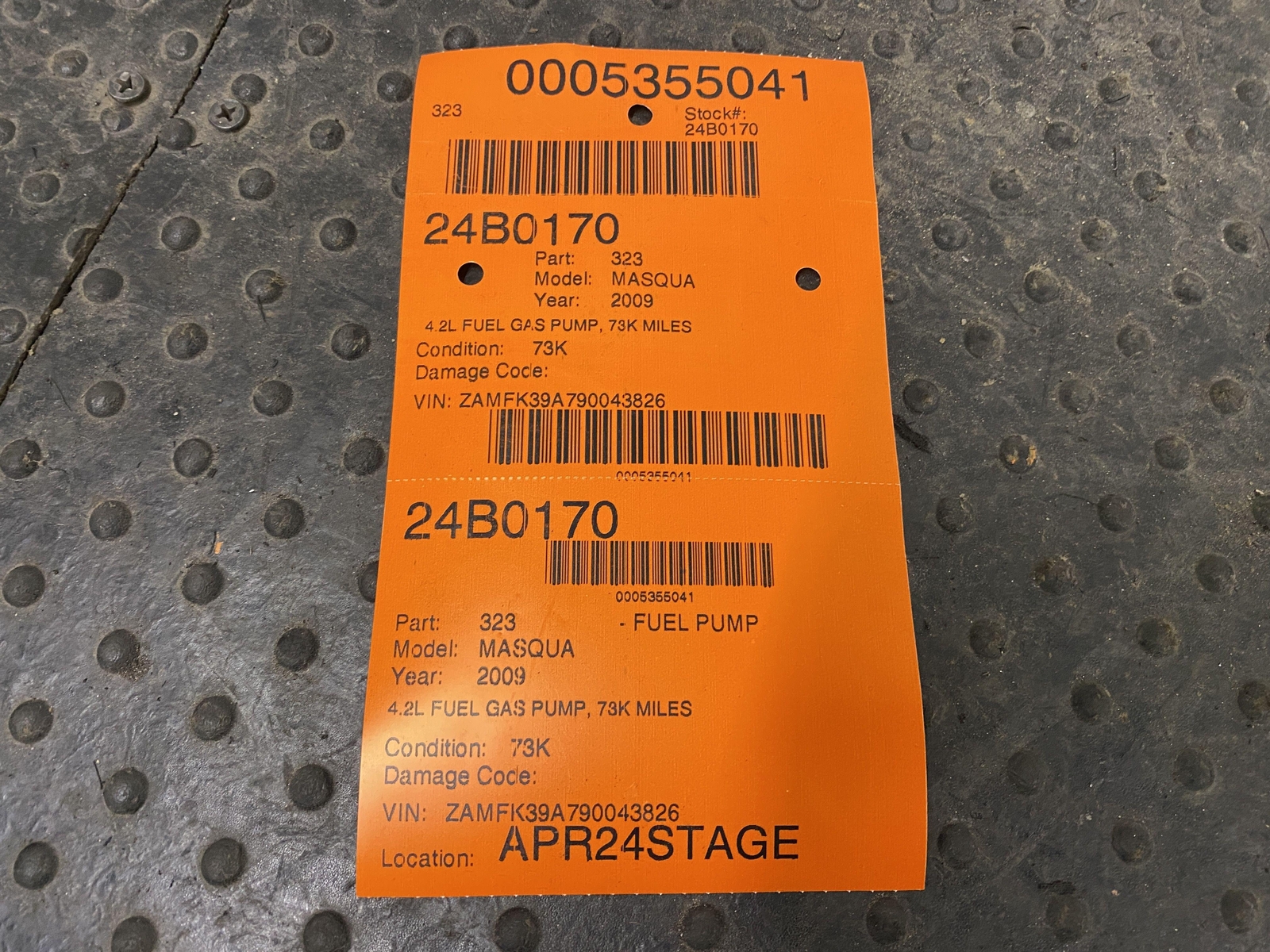 2009 MASERATI QUATTROPORT 4.2L FUEL GAS PUMP 73K MILES