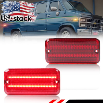 2X Red LED Rear Side Marker Lights For 85-95 Chevy G10 G20 GMC G1500 G2500 Van