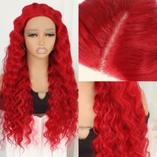 Synthetic Long Loose Curly Wave Lace Front Wigs Pre-Plucked Glueless Red Hair