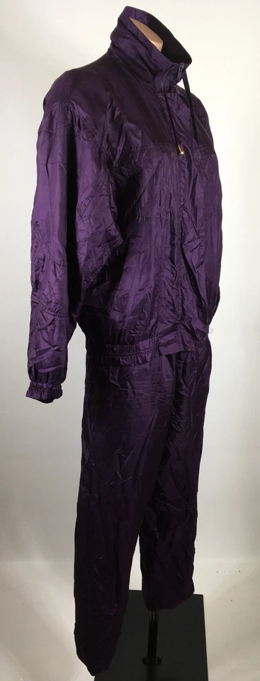 Chándal vintage Laura Katherine púrpura para mujer 2 piezas chaqueta y pantalón talla S SEDA Foto 4 de 4