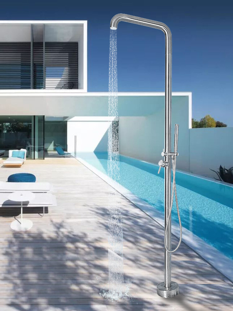 Juego de ducha de panel de baño para piscina exterior grifo columna de ducha acero inoxidable