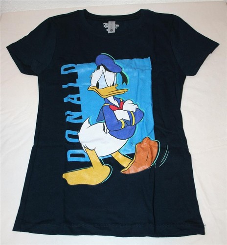 DISNEY Donald Duck T-Shirt Navy Blue Medium 7/8 Pop Art Portrait NEW Girls Tee - Picture 2 of 6