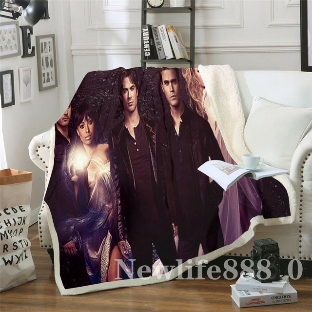 The Vampire Diaries 3D Print Sherpa Blanket Sofa Couch Quilt Cover