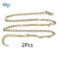 5/16 In x 10 FT Grade 70 Tow Chain 15" Mini J Hook Recovery Wrecker Axle 2PCS
