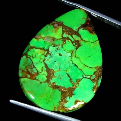 24.50Cts AA+ Lab-Created Green Copper Turquoise Pear Cabochon 22X29X4MM
