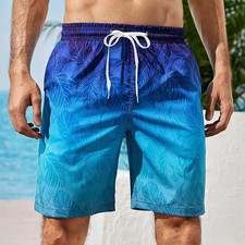 Gradient Graphic Beach Shorts For Men Colorful 3D Printed Board Shorts Summer Ca