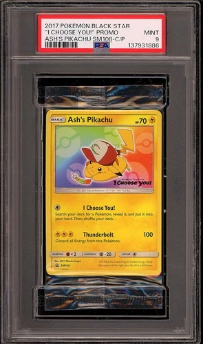 Pokemon 2017 Ash's Pikachu SM108 Black Star Promo I Choose You Sealed PSA 9