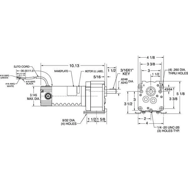 Dayton 4Z130 Dc Gearmotor, 280 In-Lb Max. Torque, 22 Rpm Nameplate Rpm, 90V Dc - Image 2 of 2