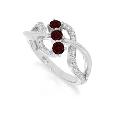 925 Sterling Silver Round 0.9 Ctw Garnet Three Stone Women Engagement Ring
