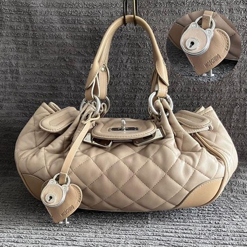 MOSCHINO Leather quilted leather handbag bear heart charm Jeremy Scott SK1216 - Picture 1 of 10
