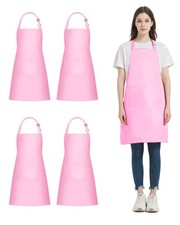 4 PCS Pink Chef Apron With 2 Pockets Waterproof Adjustable Kitchen Cooking