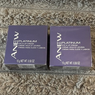 (2) AVON Anew Platinum Eye & Lip Cream 15g net wt .50 oz - New Old Stock NOS