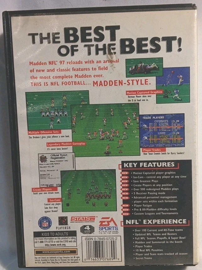 MADDEN NFL 97 FOOTBALL SEGA GENESIS VIDEO GAME COMPLETE IN BOX(b-2-L) - Image 2 of 3