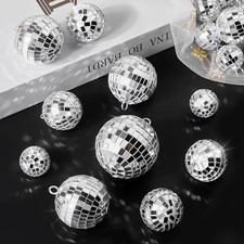 20 Pcs Disco Balls, 4 Sizes Mini Mirror Ball Decorations Silver Hanging Ornam...
