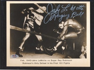 Jake Lamotta Signed Auto Boxing 8x10 Knockout Photograph PSA/DNA Authentic BZ4