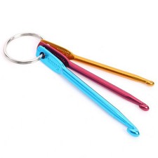 3pcs Crochet Hook Set 3mm 4mm 5mm w/ Keychain Yarn Knitting Needles Craft Mini