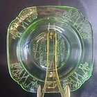 Vintage Sylvan Federal Uranium Green Depression Glass Parrot & Bamboo Bowl