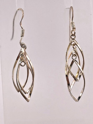 LA 925 STERLINGSILBER BLATT DREIFACH OHRHÄNGER 1,75'' MODERN BOHO 349
