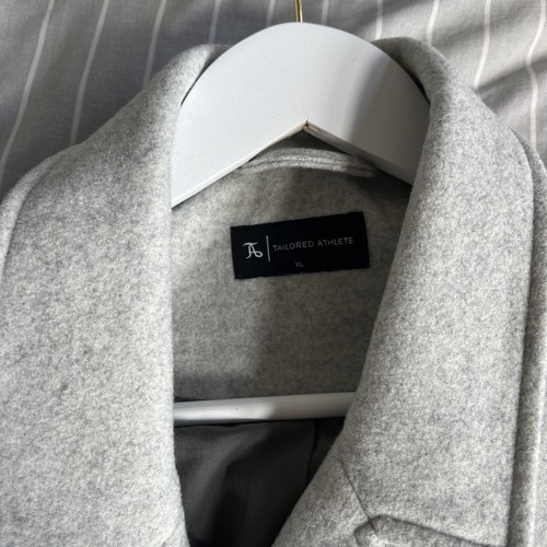 TAILORED ATHLETE DOUBLE BREASTED PEACOAT IN PALE GREY XL NEW WITH TAGS COAT - Picture 3 of 4