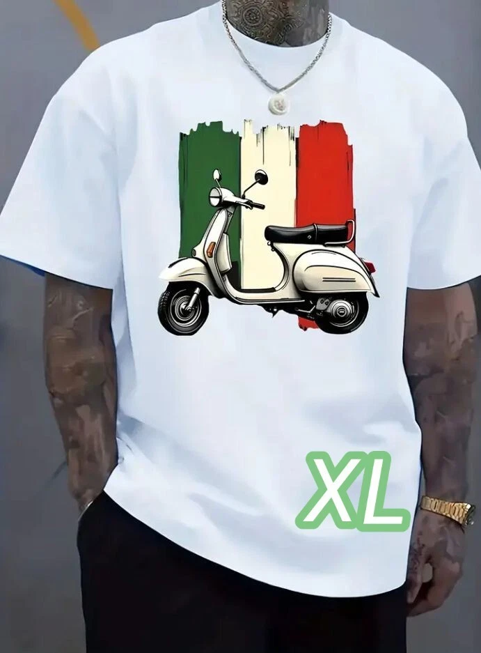 Dry T White XL size Retro Scooter quick drying breathable Plus size Vintage styl