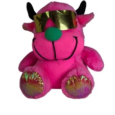 Vintage 1991 ACME Pink Devil Cool Cat Plush w/ Sunglasses 8" Neon