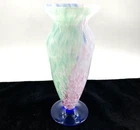 Murano Glassware Pedestal Vase Blue Green Pink White Multi Colors 10.75”