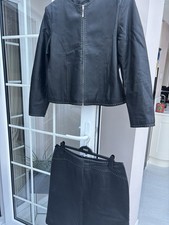 Vintage Black Leather Ladies Suit Size 16. Bought In London In The Early 90’s