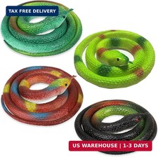 4 PCS Realistic Fake Rubber Snake for Garden Props to Scare Birds
