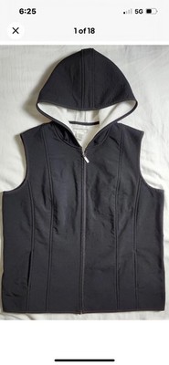 Evan Picone Women's Black Hoodie Vest Full Zip Size Medium Lined Pockets