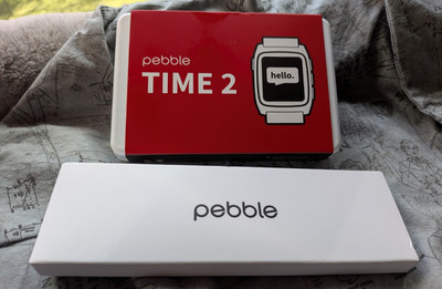 Pebble Time 2 Smart Watch Black/Red NIB With Extra Red Silicone Band Bundle