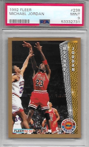 1992-93 FLEER LEQAGUE LEADERS MICHAEL JORDAN CARD #238 PSA 9  BULLS HOFER GREAT