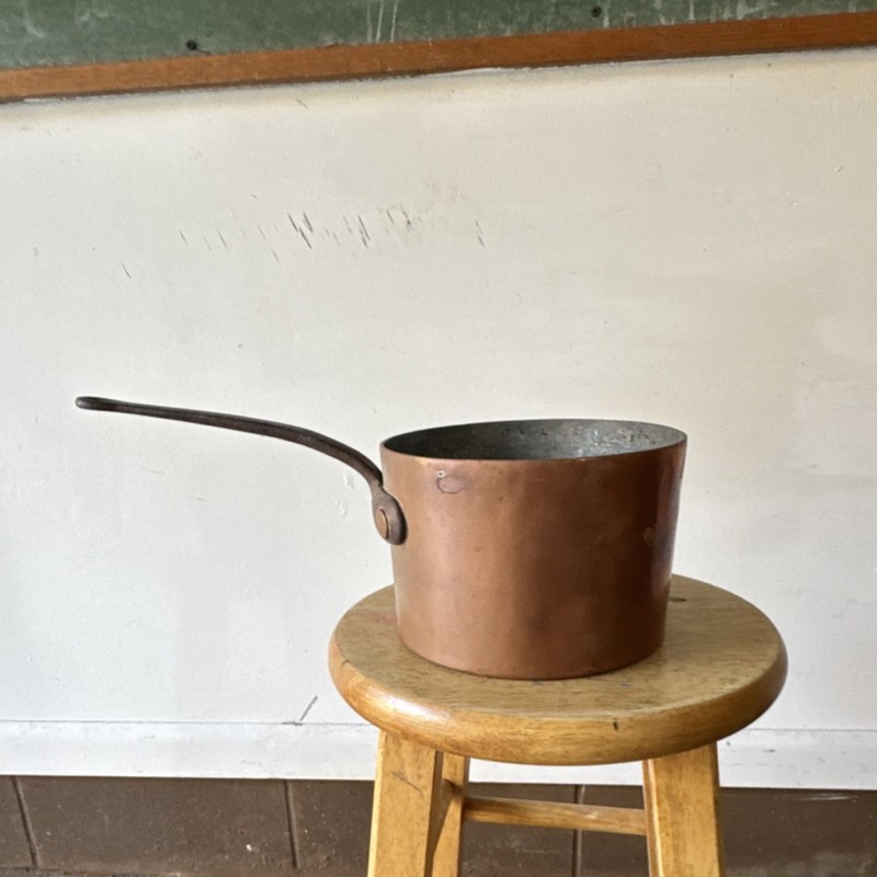 Copper Round Saucepan Pot with Long Handle, Gas & Electric Compatible