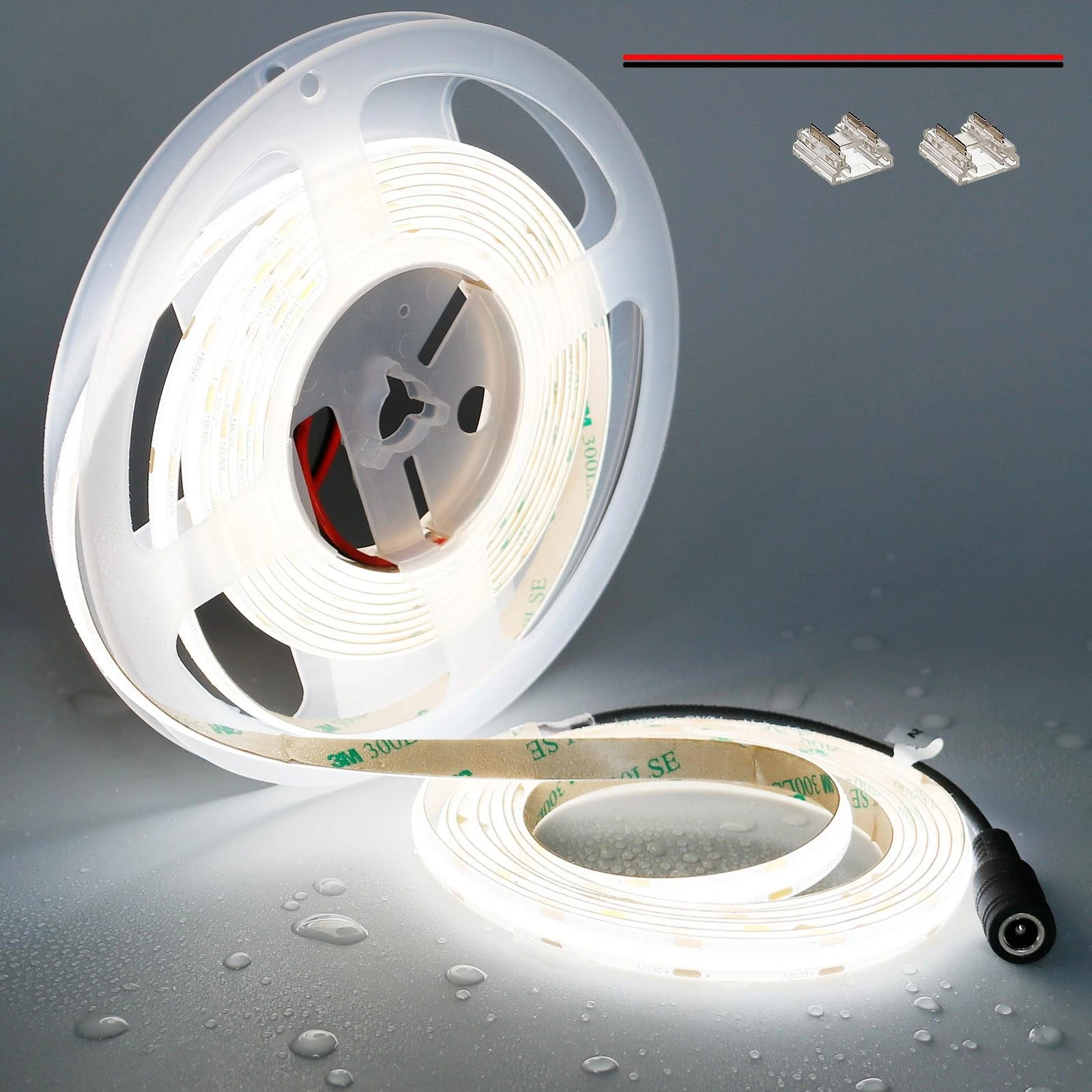 12V COB LED Strip Light Daylight White 5000K Waterproof IP65 480LEDs/M Super ...