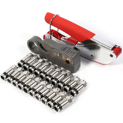 Compression Tool Kit F Type For RG58 RG59 RG6 Connectors Cable Stripper Coaxial