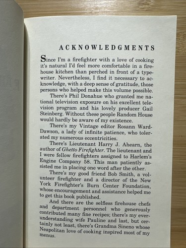 The Firefighter's Cookbook John Sineno Signed 1986 First Edition - Picture 4 of 13