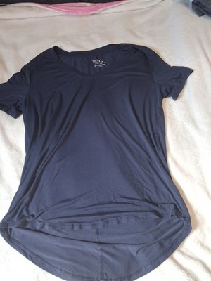 Time & Tru Womens Navy Blue Tunic Style Comfy Relaxed Fit Shirt Size Small