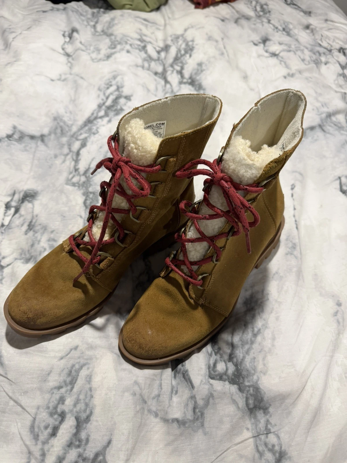 Sorel Phoenix Winter Boots Snow Shoes Womens Size 10 US Brown Suede Fur EUC