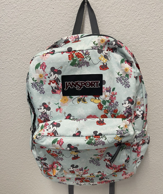Jansport Disney Minnie Mouse Floral Backpack Aqua Blue Flower Print EUC |  eBay
