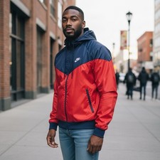 Nike Windrunner Men s Hooded Jacket, Large, Red/Navy, NWT, Retail 100