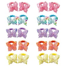 20PCS new sequin butterfly girl tied ponytail children's elastic headbands ha...