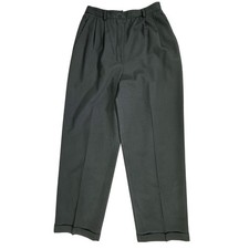 Pendleton Trousers 8 26x28.5 Black High Rise Wool Lined Cuffed Pleated Tapered