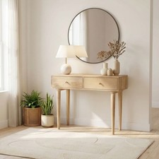 Everest Rectangle White Oak Wood 2 Drawer Console Table