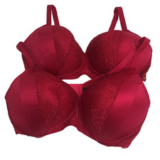 M&S Rosie Women's Bra 2 Pack 42E Red Post Surgery Satin Lace Panelled Cups New