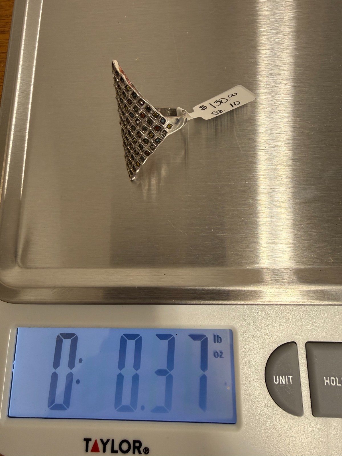 Diamond Shape Multi-Color Silver Ring - image 4